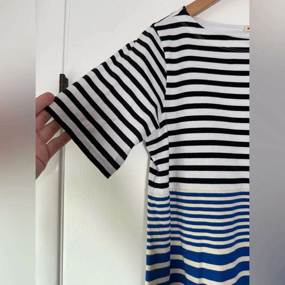 Uniqlo x Marni Blue Stripe Cotton Short Sleeve Midi Dress Size Large - Picture 9 of 11